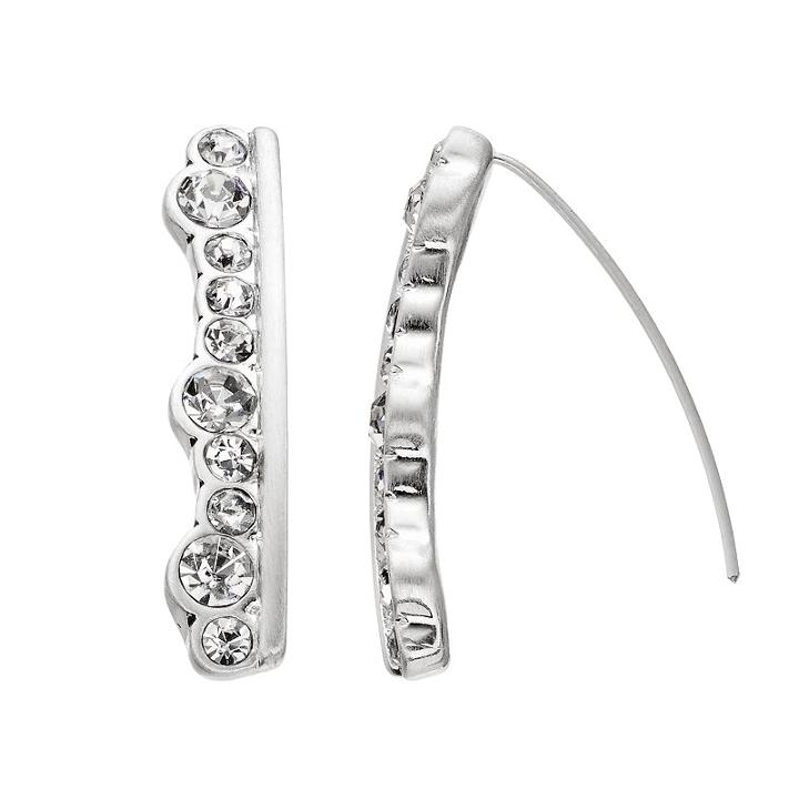 Dana Buchman Simulated Crystal Bar Nickel Free Threader Earrings, Women's, Silver