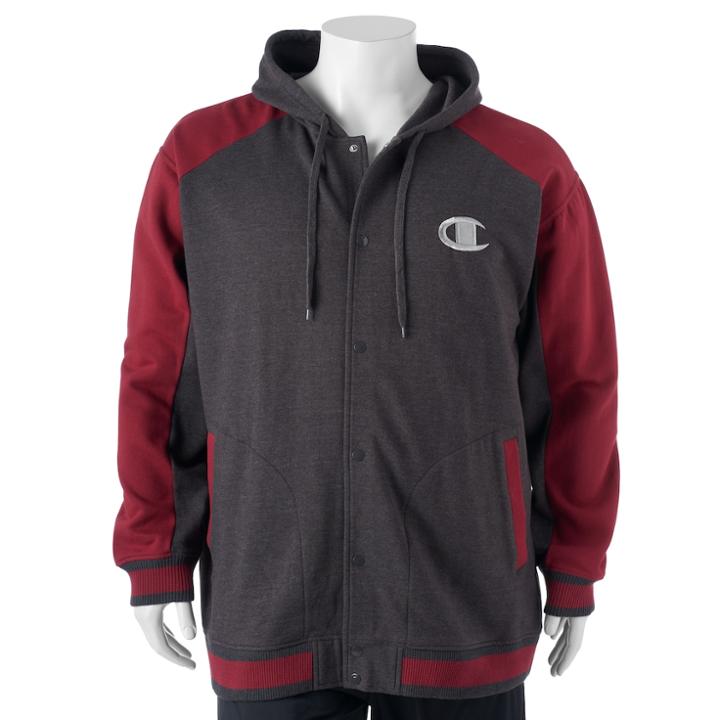 Big & Tall Champion Modern-fit Colorblock Hooded Fleece Jacket, Men's, Size: 5xb, Grey (charcoal)