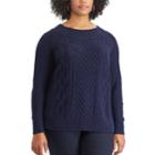 Plus Size Chaps Cable-knit Crewneck Sweater, Women's, Size: 2xl, Blue