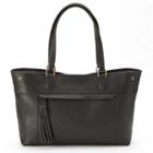 Leather East West Tote, Women's, Black