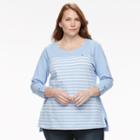 Plus Size Croft & Barrow&reg; Roll-cuff Tee, Women's, Size: 3xl, Blue (navy)