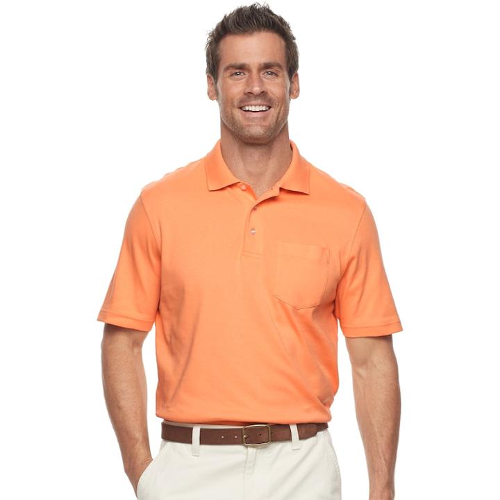 Men's Croft & Barrow&reg; Classic-fit Easy-care Interlock Pocket Polo, Size: Small, Brt Orange