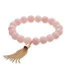 Pink Quartz Beaded Tassel Stretch Bracelet, Women's