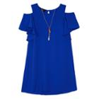 Girls 7-16 Iz Amy Byer Cold Shoulder Dress With Necklace, Girl's, Size: 12, Brt Blue
