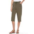 Women's Croft & Barrow&reg; Embellished Chambray Sheeting Capris, Size: Xxl, Green