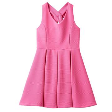 Girls Plus Size Lilt Striped Skater Dress, Size: 18 1/2, Dark Pink