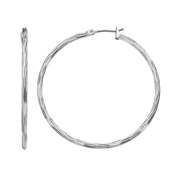 Dana Buchman Textured Hoop Earrings, Women's, Silver
