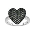 Sterling Silver 1/5 Carat T.w. Green & White Diamond Heart Ring, Women's, Size: 8