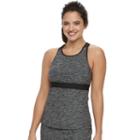Women's N Good Karma Space-dye High-neck Tankini Top, Size: Medium, Med Grey