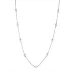 Sterling Silver Cubic Zirconia Long Station Necklace, Women's, White