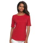 Women's Croft & Barrow&reg; Printed Slubbed Tee, Size: Medium, Med Red