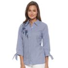 Women's Croft & Barrow&reg; Embroidered Print Shirt, Size: Medium, Blue Other