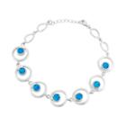 Lab-created Blue Opal Sterling Silver Circle Link Bracelet, Women's, Size: 7