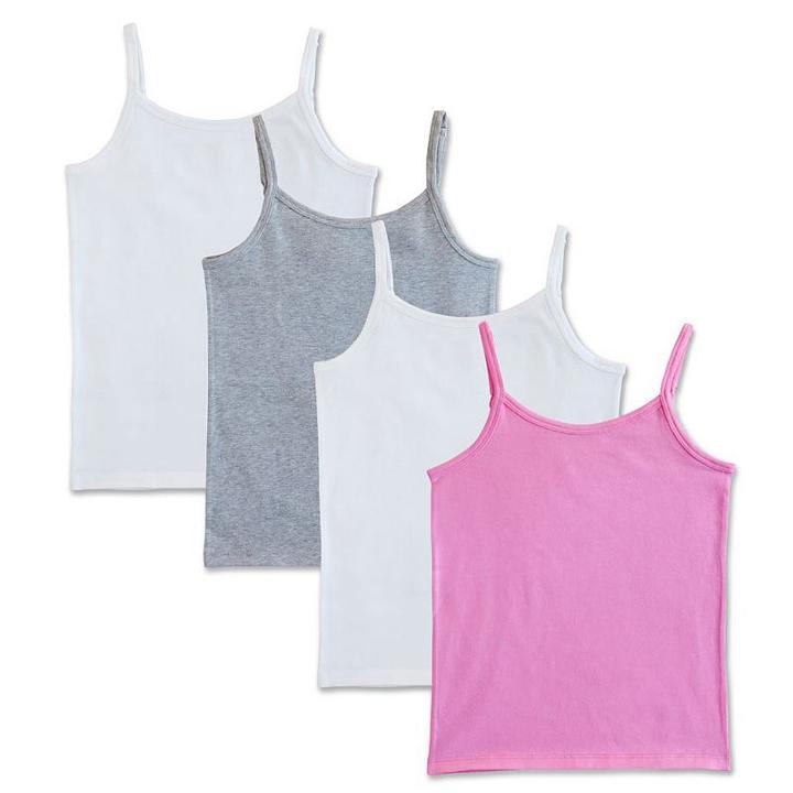 Girls 6-16 Fruit Of The Loom 4-pk. Signature Camisoles, Size: Large, Multicolor