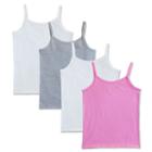 Girls 6-16 Fruit Of The Loom 4-pk. Signature Camisoles, Size: Large, Multicolor