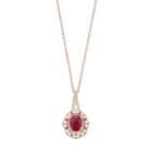 14k Rose Gold Over Silver Lab-created Ruby & Lab-created White Sapphire Oval Pendant, Women's, Red