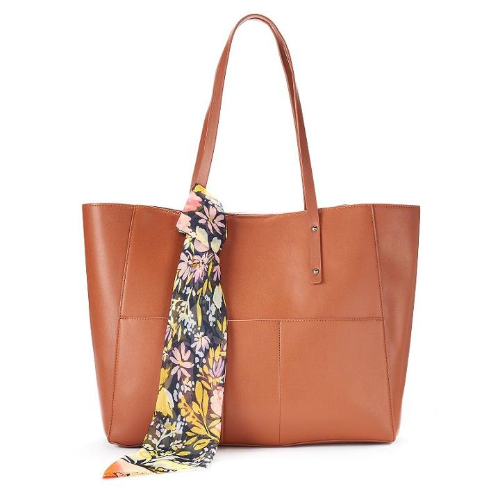 Mondani Kata Double Shoulder Tote With Scarf, Women's, Dark Red