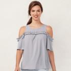 Women's Lc Lauren Conrad Rufflle Cold-shoulder Top, Size: Xs, Grey