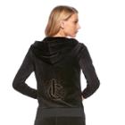 Women's Juicy Couture Embellished Graphic Velour Hoodie Jacket, Size: Small, Black