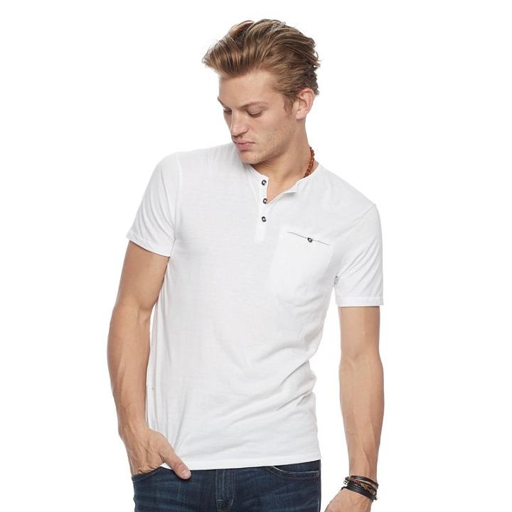 Men's Rock & Republic Textured Henley Tee, Size: Small, White