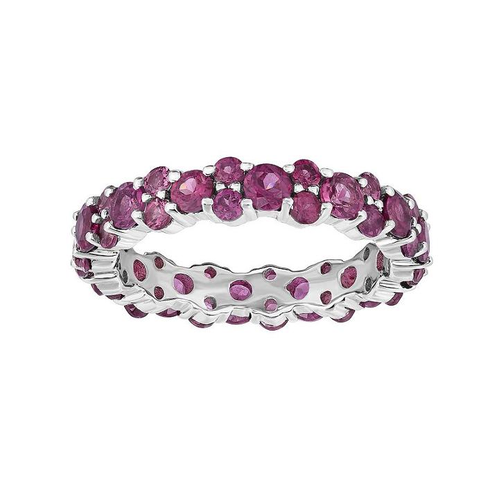 Sterling Silver Rhodolite Garnet Eternity Ring, Women's, Size: 9, Pink
