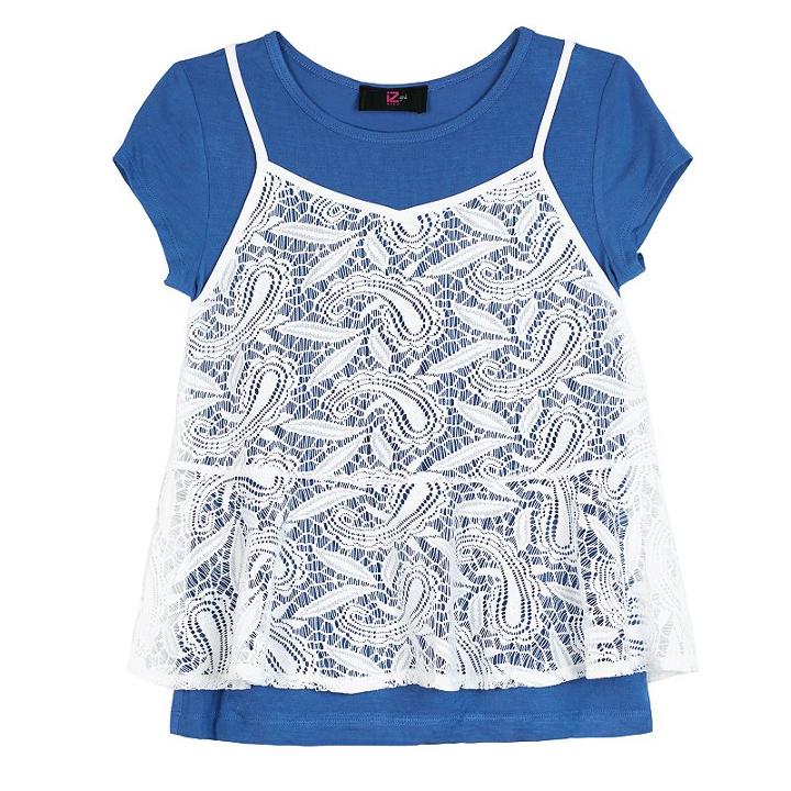 Girls 7-16 Iz Amy Byer Mock-layered Lace Tank Top Tee, Girl's, Size: Xl, Light Blue