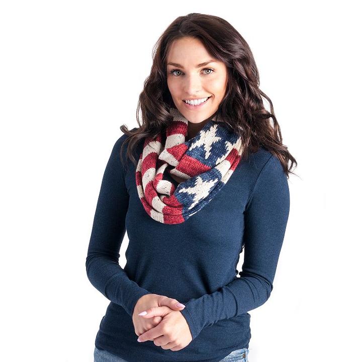 Muk Luks Women's American Flag Infinity Scarf, Red