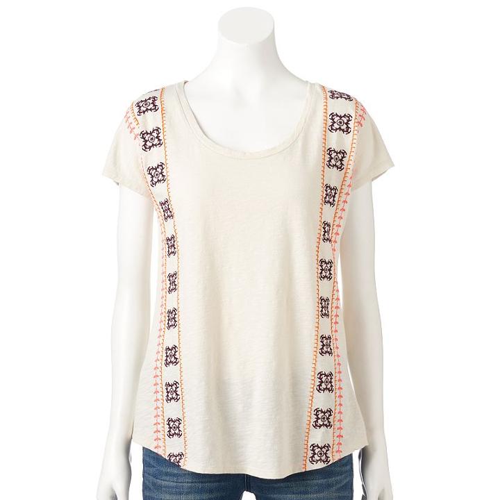 Women's Sonoma Goods For Life&trade; Embroidered Dolman Tee, Size: Xs, White Oth