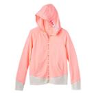 Girls 7-16 So&reg; Curved Hem Glitter Graphic Hoodie, Girl's, Size: 10, Brt Orange