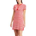 Women's Chaps Striped Lace Up A-line Dress, Size: Xs, Red