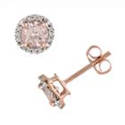 10k Rose Gold Morganite And Diamond Accent Stud Earrings, Women's, Pink