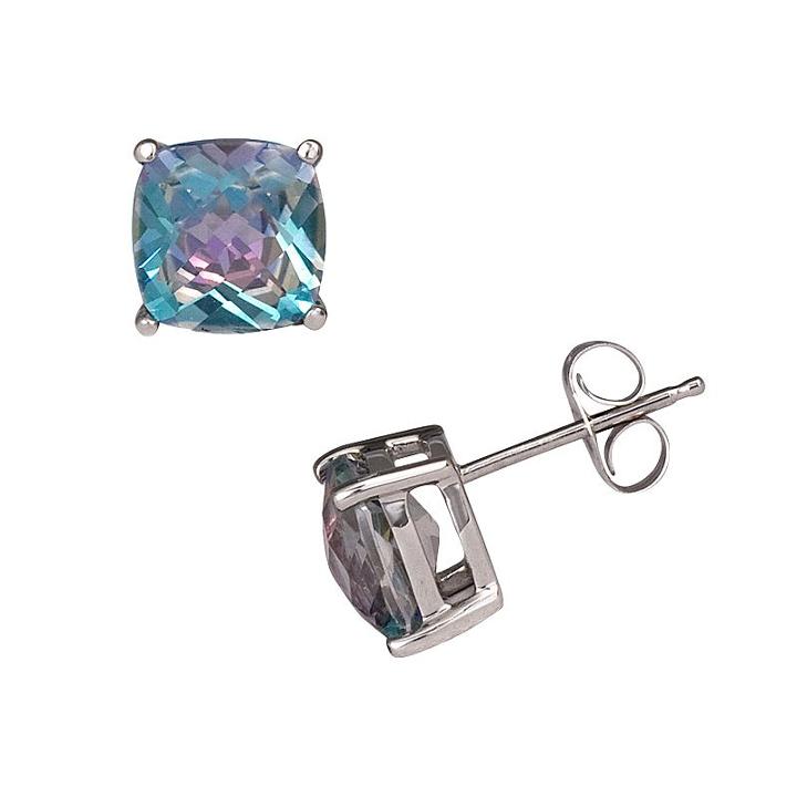 10k White Gold Cassiopeia Topaz Stud Earrings, Women's, Blue