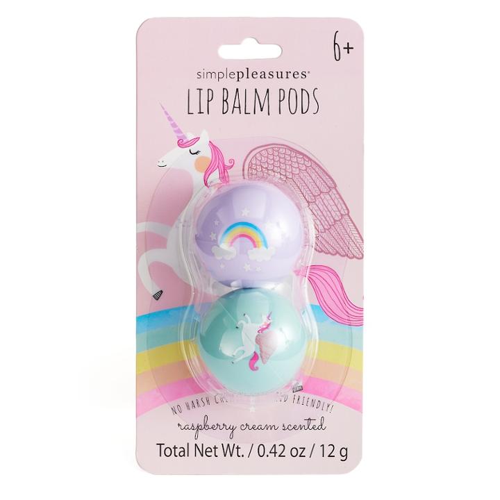 Simple Pleasures 2-pk. Raspberry Cream Unicorn & Rainbow Lip Balm Pods, Multi