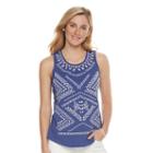 Women's Sonoma Goods For Life&trade; Embroidered Eyelet Tank, Size: Xxl, Dark Blue
