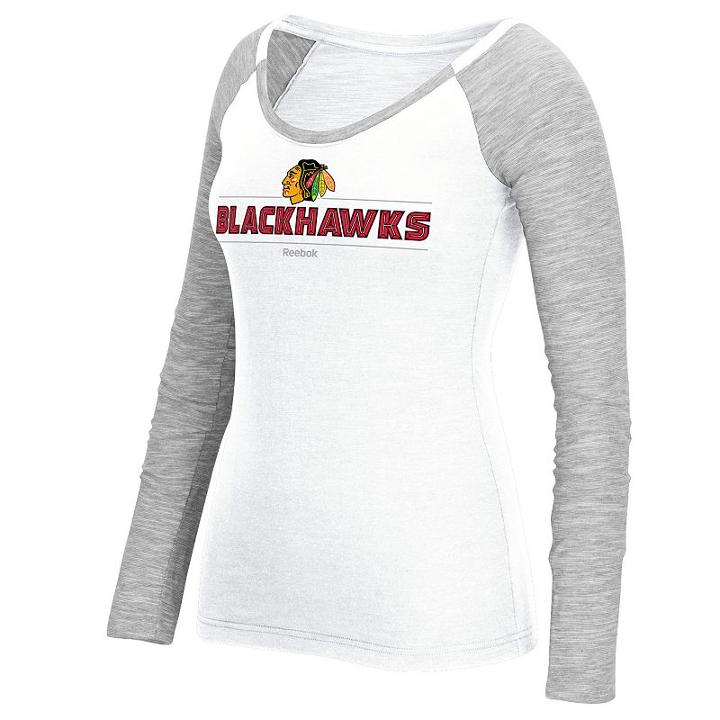 Women's Reebok Chicago Blackhawks Marled Slub Tee, Size: Medium, White