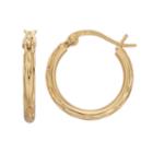 Primavera 24k Gold Over Silver Textured Tube Hoop Earrings, Women's