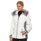 Women's Zeroxposur Sabrina Hooded Mixed-media Puffer Jacket, Size: Medium, White
