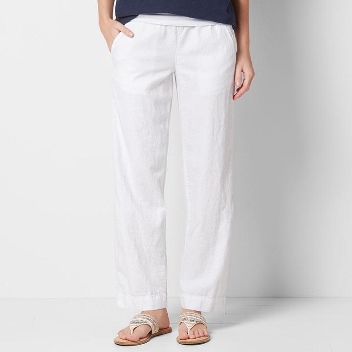 Women's Sonoma Goods For Life&trade; Straight-leg Linen Blend Pants, Size: 4, White