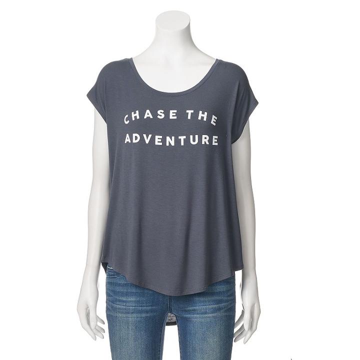 Women's Apt. 9&reg; Scoopneck Graphic Tee, Size: Large, Oxford