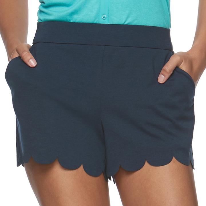 Juniors' Candie's&reg; Scalloped Pull-on Shorts, Teens, Size: Medium, Dark Blue