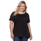 Plus Size Sonoma Goods For Life&trade; Supersoft Short Sleeve Top, Women's, Size: 1xl, Black
