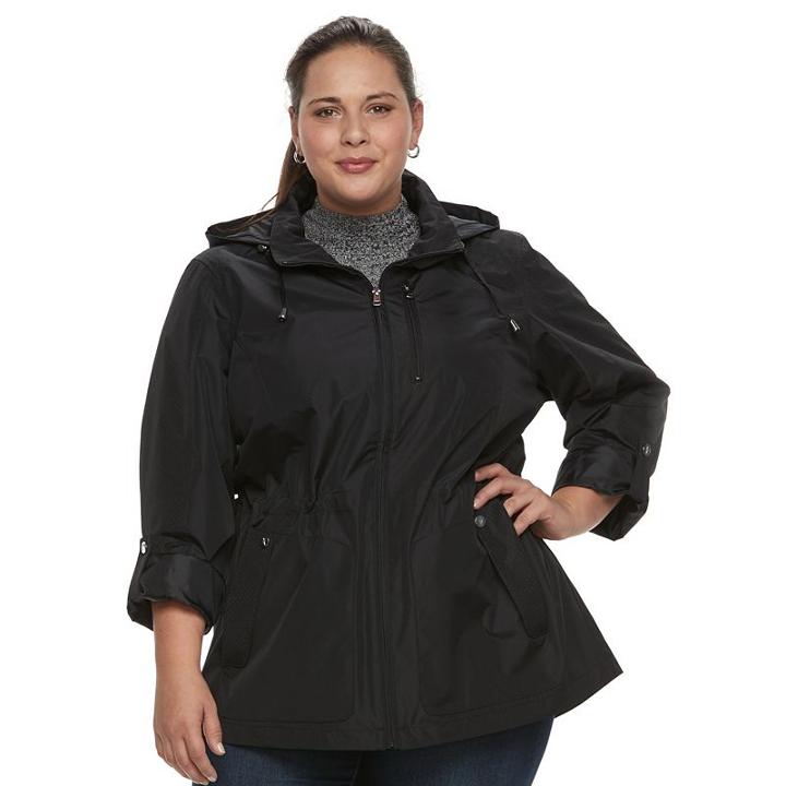 Plus Size Croft & Barrow&reg; Hooded Roll-tab Anorak Jacket, Women's, Size: 1xl, Black