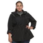 Plus Size Croft & Barrow&reg; Hooded Roll-tab Anorak Jacket, Women's, Size: 1xl, Black