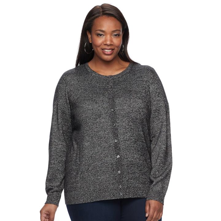 Plus Size Croft & Barrow&reg; Marled Cardigan Sweater, Women's, Size: 1xl, Black