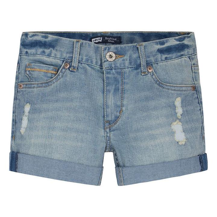 Girls 7-16 Levi's Ripped Boyfriend Denim Shortie Shorts, Girl's, Size: 14, Light Blue