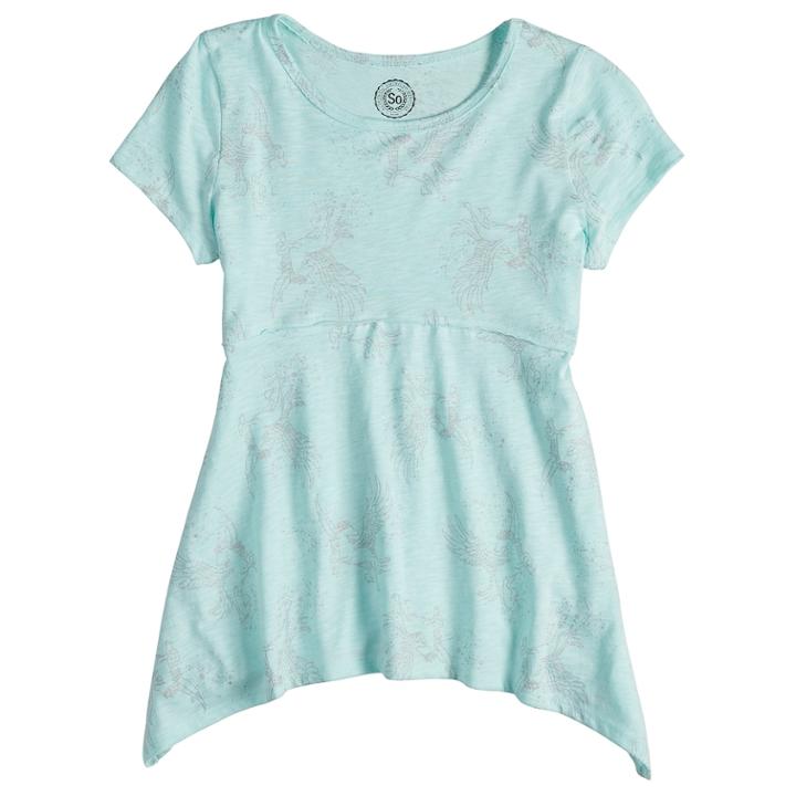 Plus Size Girls 7-16 So&reg; Shark-bite Hem Tee, Size: 12 1/2, Light Blue