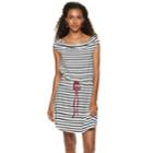 Women's Nina Leonard Striped Cowlneck Dress, Size: Small, White