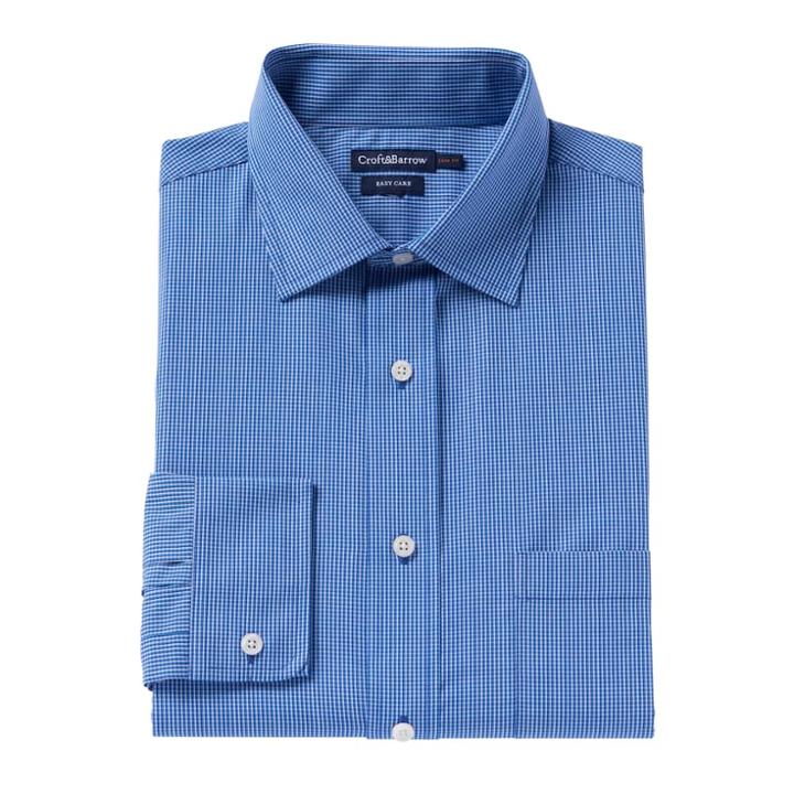 Men's Croft & Barrow&reg; Slim-fit Easy Care Spread-collar Dress Shirt, Size: 17.5-32/33, Blue