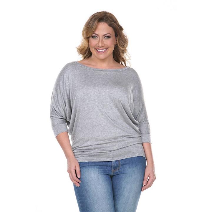 Plus Size White Mark Dolman Top, Women's, Size: 2xl, Grey