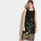 K/lab Floral Mesh Midi Dress, Girl's, Size: Small, Black